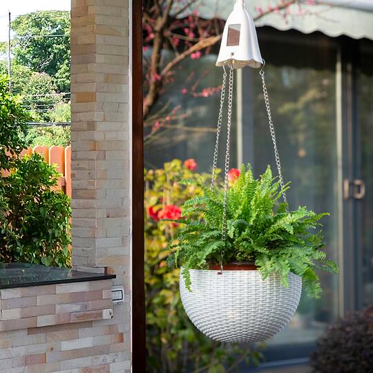 Glitzhome® 30" Solar Lighted Plastic Hanging Planter